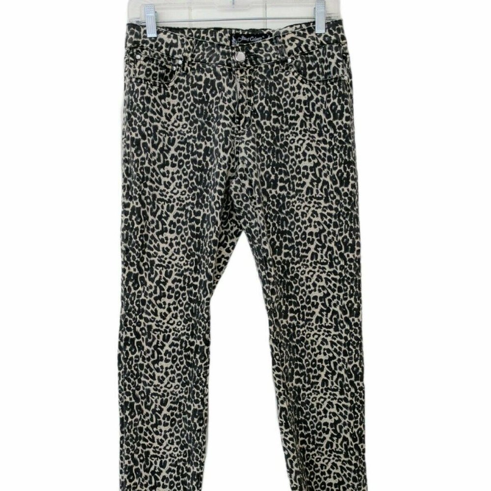 Jeans Colony Cream Leopard Print Stretch Denim with Pockets Size 6